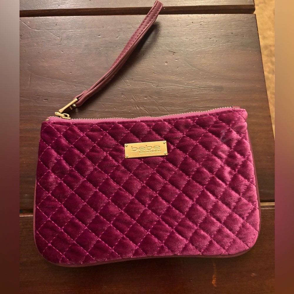 Bebe Fuchsia Quilted Velvet Pouch